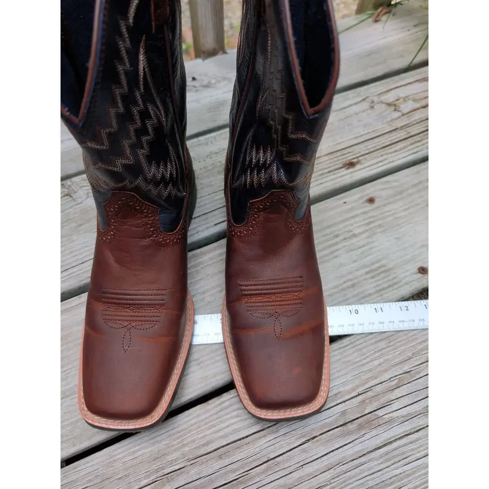 Ariat Youth Kid Tycoon Western Leather 6 Boots Wiggle Room 10021591 Brown Blue